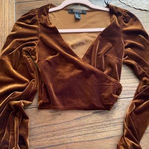 Suede brown crop top